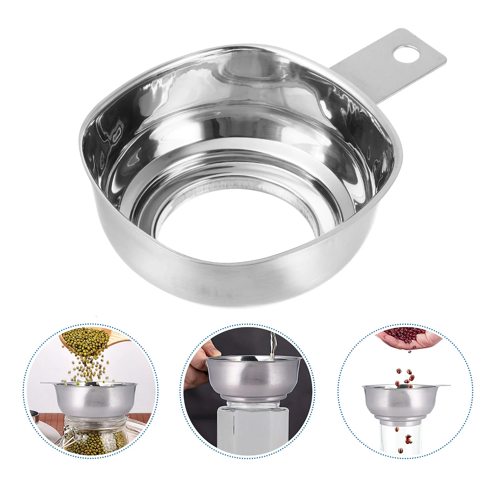

Stainless Steel Funnel Kitchen Gadget Food Grater Sieve Jam Funnle Jar Wide Mouth