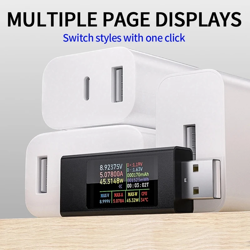 ГОРЯЧИЙ! Многофункциональный амперметр постоянного напряжения 6-в-1, измеритель мощности, цифровой дисплей, измерение кривой, USB-тестер зарядки сотового телефона