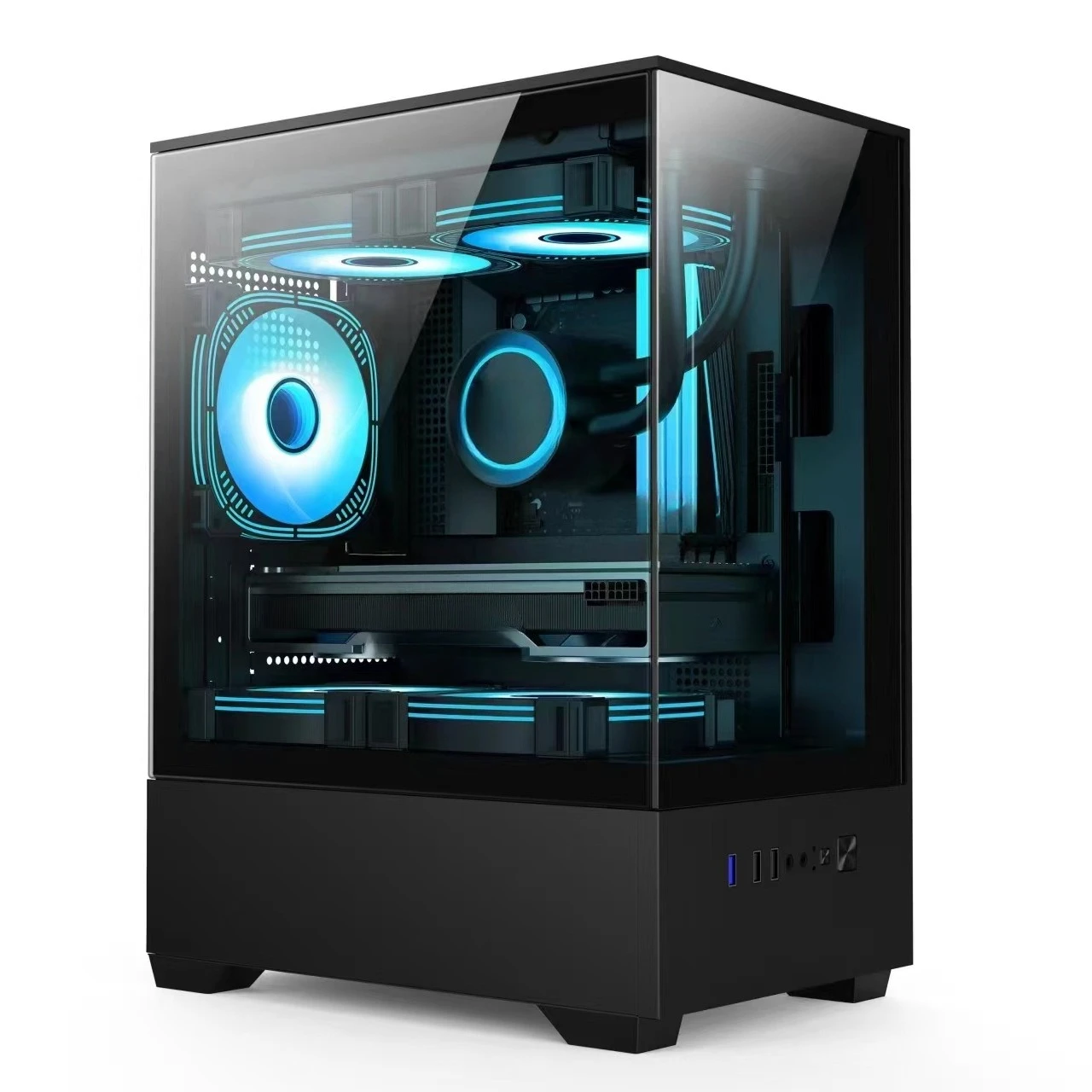 Small sea view room desktop computer chassis glass, chassis shell side through e-sports games