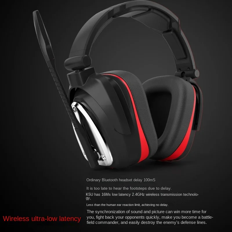 HUHD-K5U Wireless Gaming Headset 2.4G PS4 Headset 7.1 Surround Sound Foldable Easy Ultra-Low Latency Gaming Headset