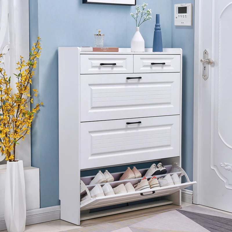 Living Room Furniture Shoe Cabinet Indoor and Outdoor Use Dustproof Luxury Wooden Shoe Storage