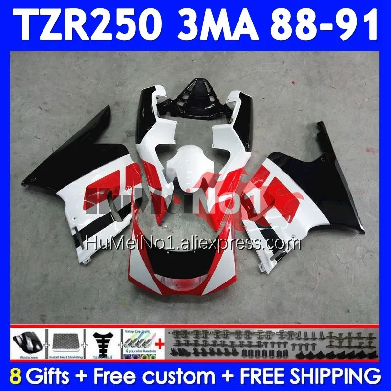 Kit For YAMAHA TZR-250 3MA TZR250 YPVS RS TZR 250 88 89 90 91 375No.10 TZR250R Black red TZR250RR 1988 1989 1990 1991 Fairing