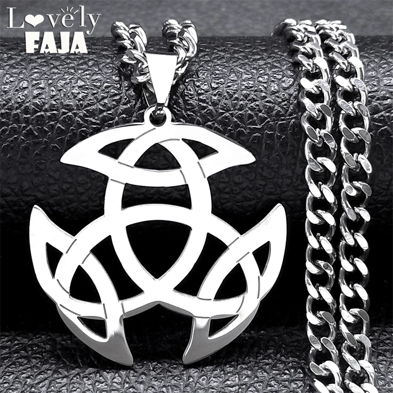 Triquetra Witch Celtic Knot Pendant Necklace Women Men Stainless Steel Silver Color Trinity Necklaces Triskele Jewelry 9715