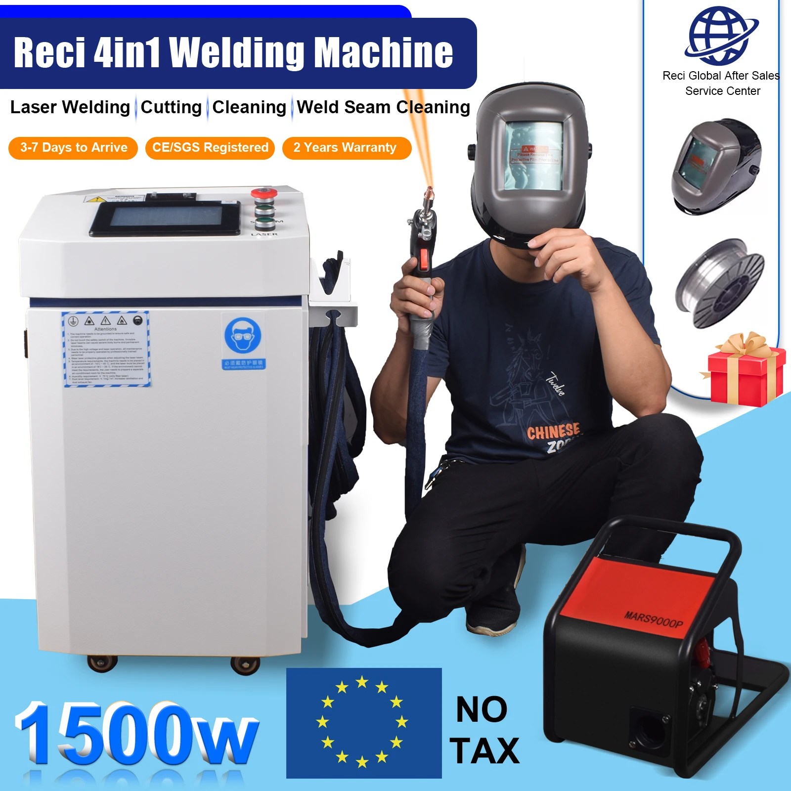 4 IN 1 Fiber Laser Welding Cutting Cleaning Soldering Machine Reci Handheld 1500W Laser Welding Machine Laser Welder for Metal