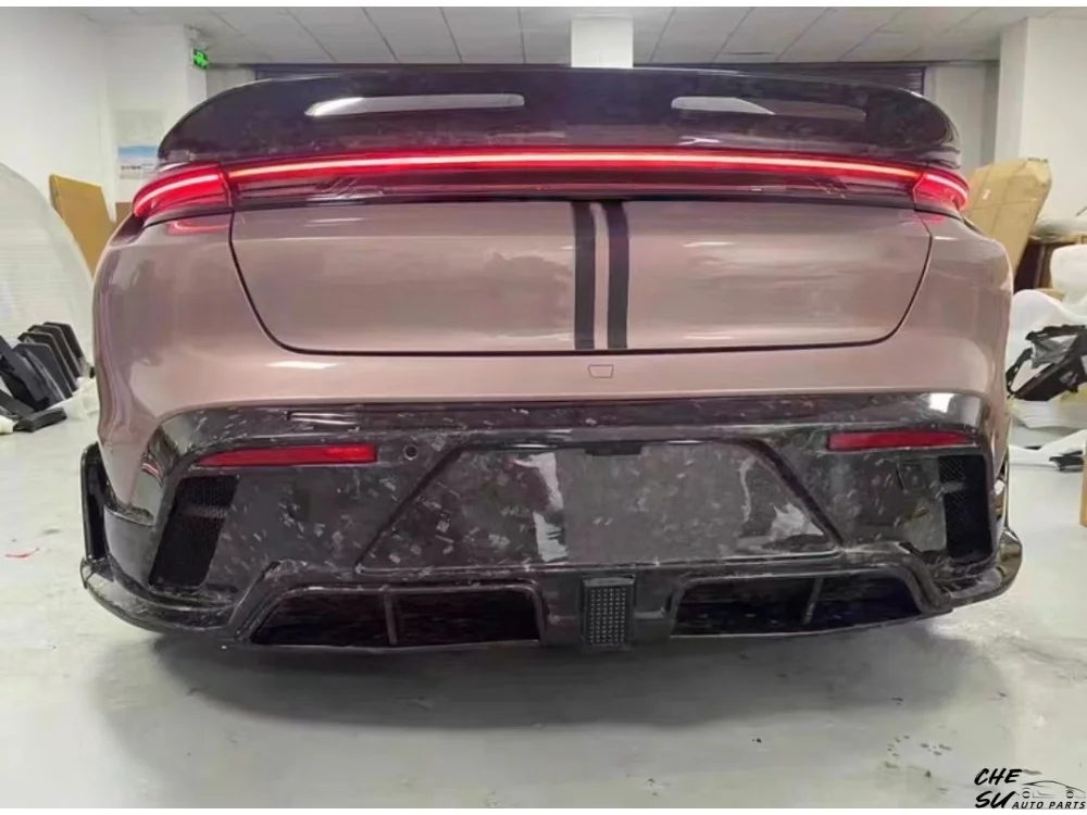 Rear Bumper Lip Car Customization Kit for Porsche Taycan Upgraded M-style Forged Carbon Fiber Rear Diffuser Body Kit, Car Tools