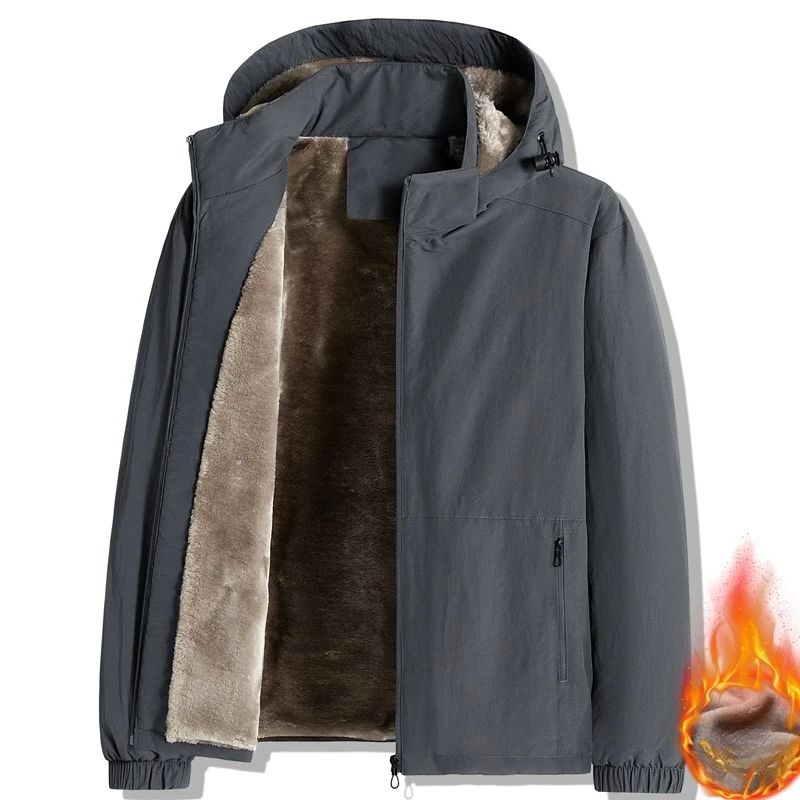 

Outdoor Men's Casual Sportswear Coat 2025 Winter Thick Wool Lined Jacket Men Plus Size 8XL Overcoat Warm Hooded Workwear Jackets