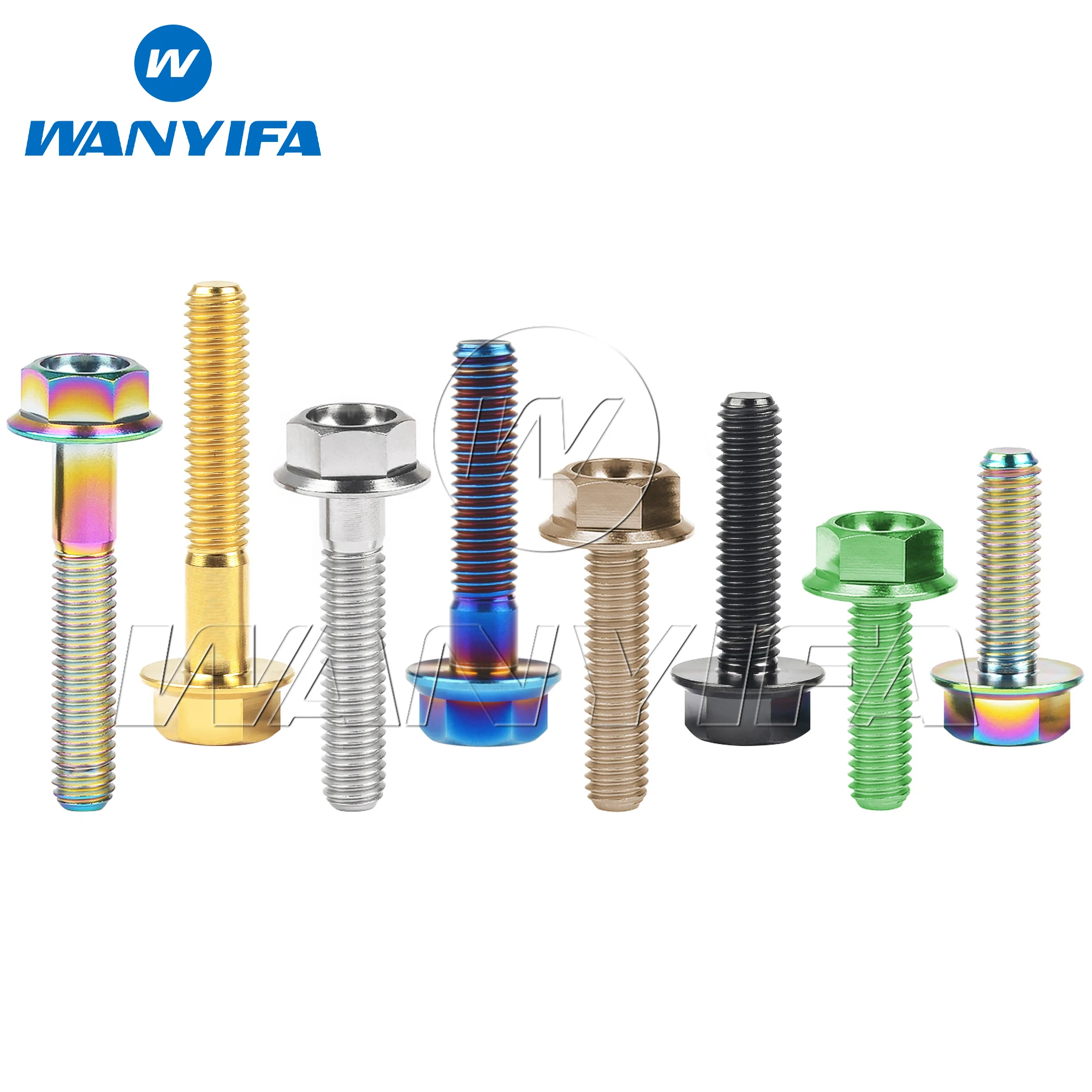 Wanyifa Titanium Bolt M6x10 15 20 25 30 35mm DIN6921 Flange Hex Head Screw for Motorcycle Car Ti Fastener