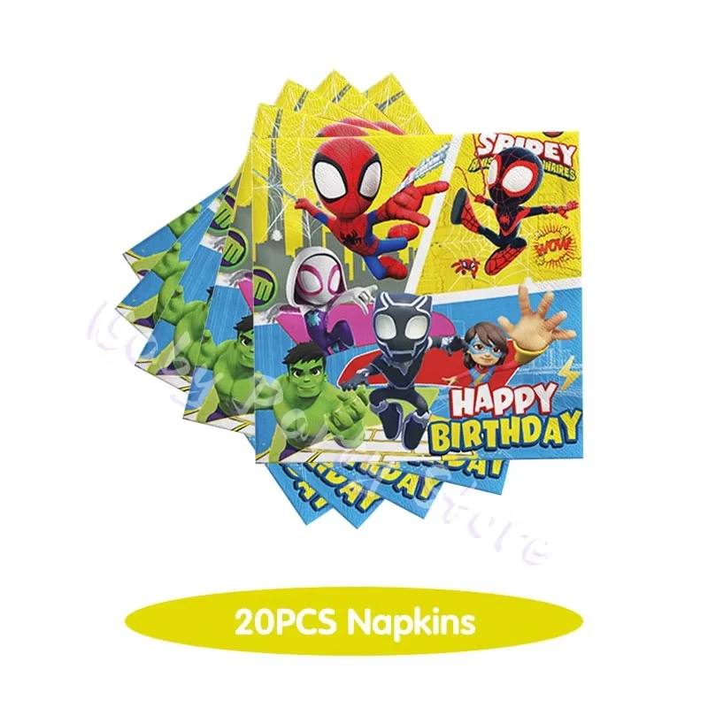 Spidey And His Amazing Friends Birthday Decorations Tableware Kit Plates Cups Backdrop Balloons borthday Party Supplies gifts view 3