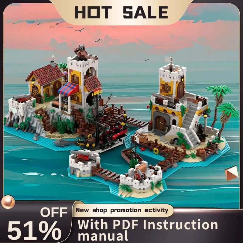 

New 4311Pcs Moc European Medieval Pirates Series Street View Trading Post Model Custom Puzzle Diy Creative Ideas Toys Gifts 6277