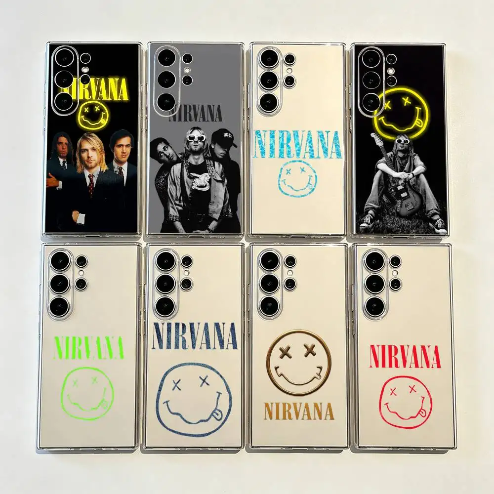 Nirvana Simple Transparent Printed Phone Case for Samsung Galaxy  S26/S25/24/23/22/30/21/10/9,Ultra,Plus