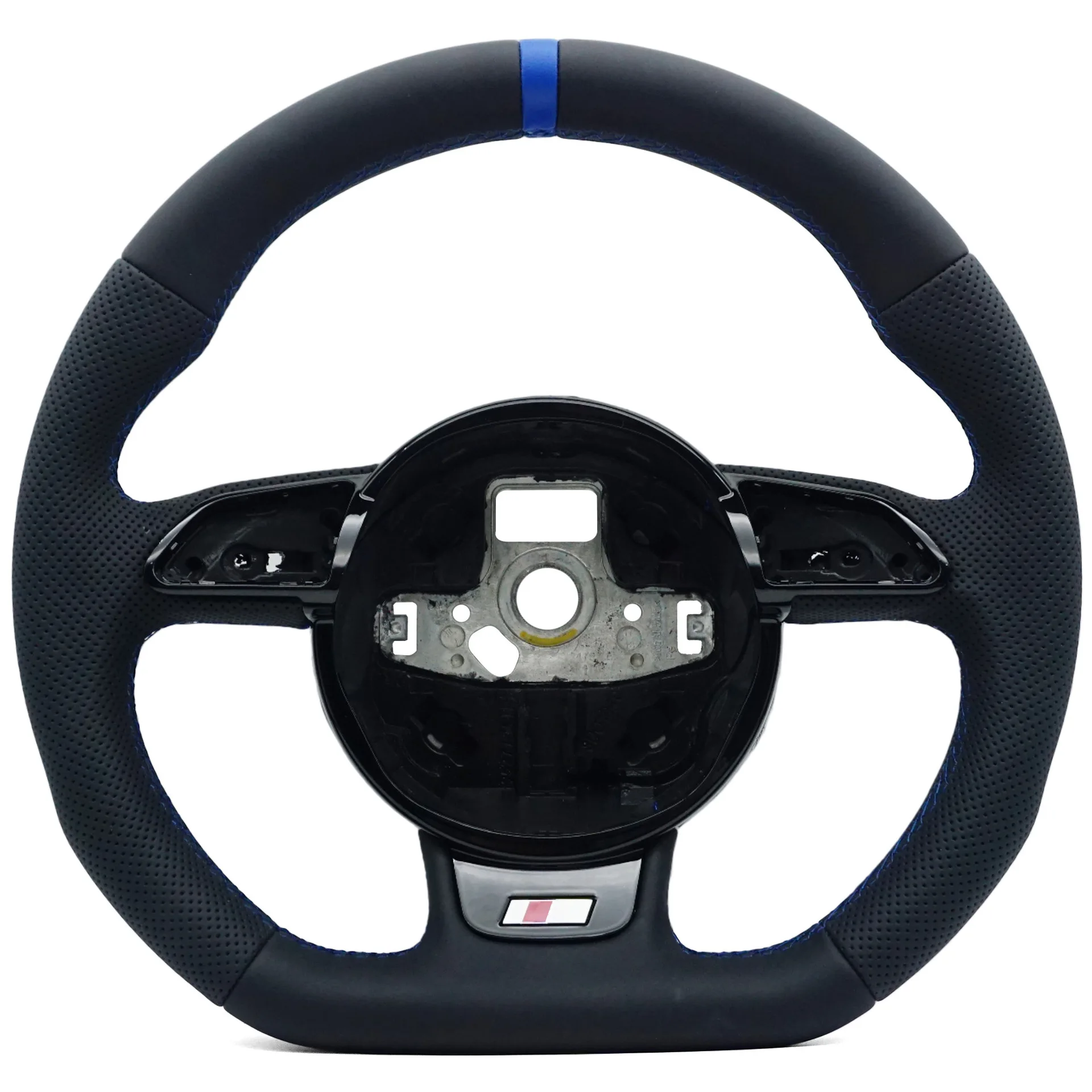 for Audi A4B8 semi-punched blue wire with blue return positive label paddle-free multi-function steering wheel  bottom plate