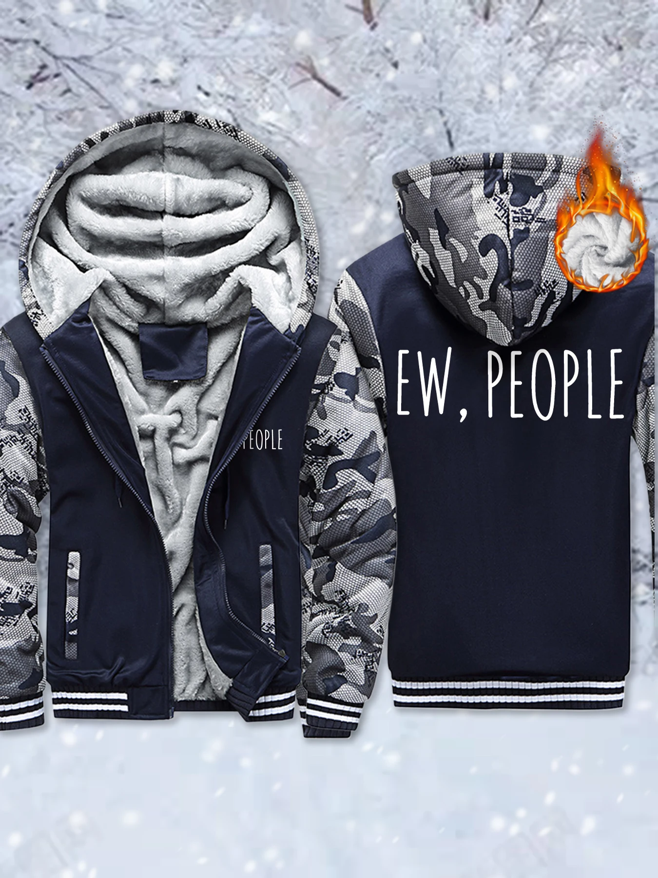 

Ew People Simple Prints Men Jacket Fleece Heavyweight Sweatshirt Fashion Zipper Clothing Winter Casual Comfortable Hoodie