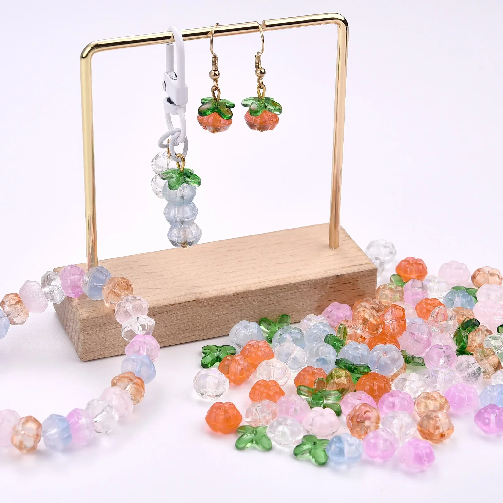 20pcs Pumpkin Spacer Beads Glass Loose Beads Thanksgiving Earring Making Bead Bracelet Necklace DIY Material Jewelry Accessories