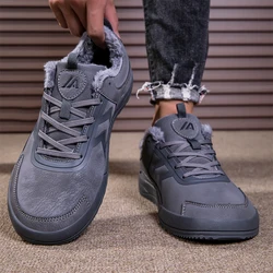 New Winter Wide Barefoot Shoes for Men Outdoor Trail Running Fur Minimalist Walking Shoes Wide Toe Barefoot Snow Casual Sneakers