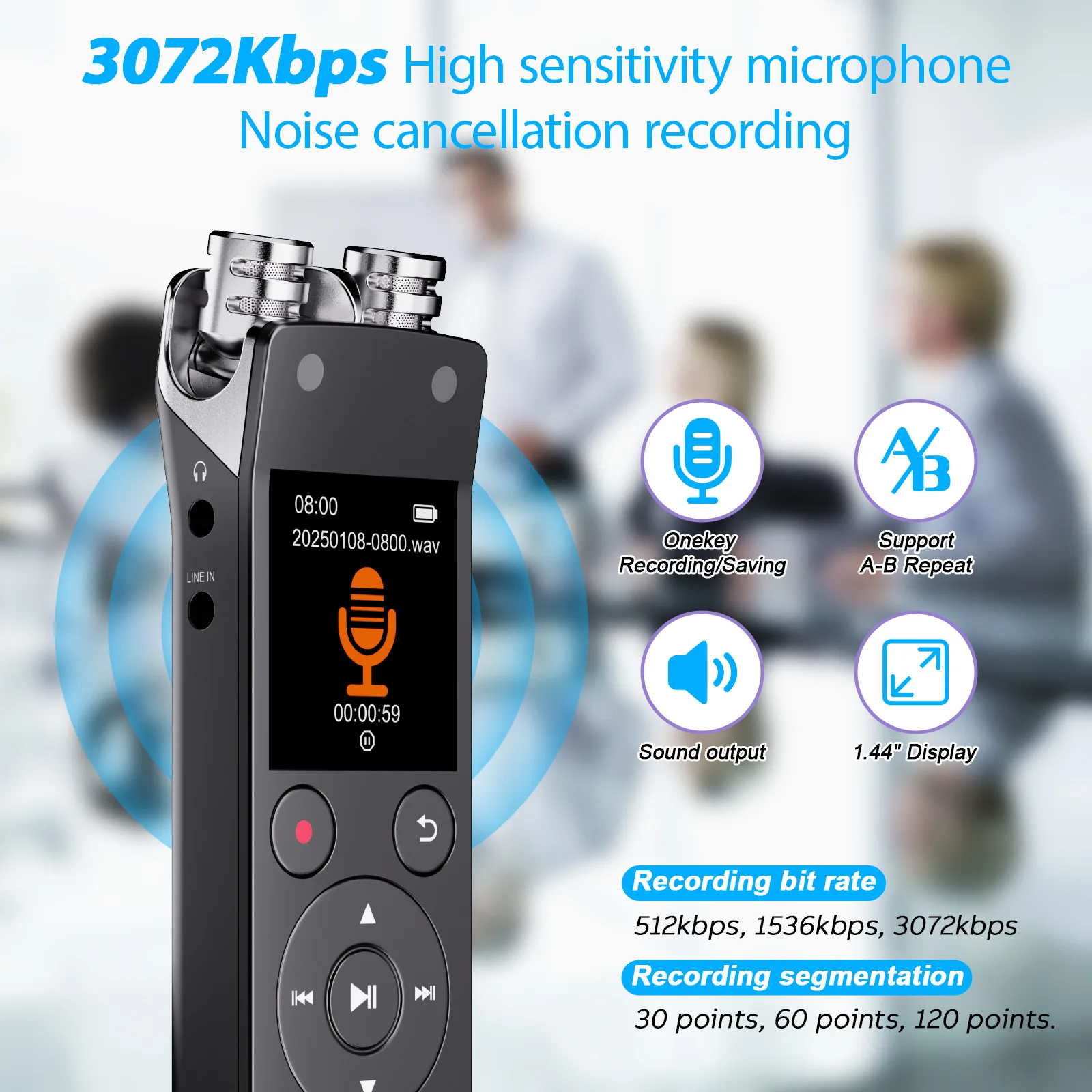 N15 Digital Voice Recorders LCD Display Screen Recording Pen High Definition Player Noise Reduction Bluetooth WAV Recording Pen