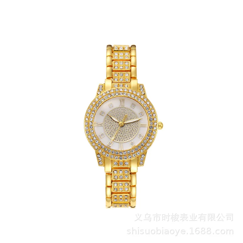 Women's Starry Rhinestone Ladies Watch Cornucopia Diamond Bracelet Business Quartz Watch Hip-hop Style Full Diamond Watch
