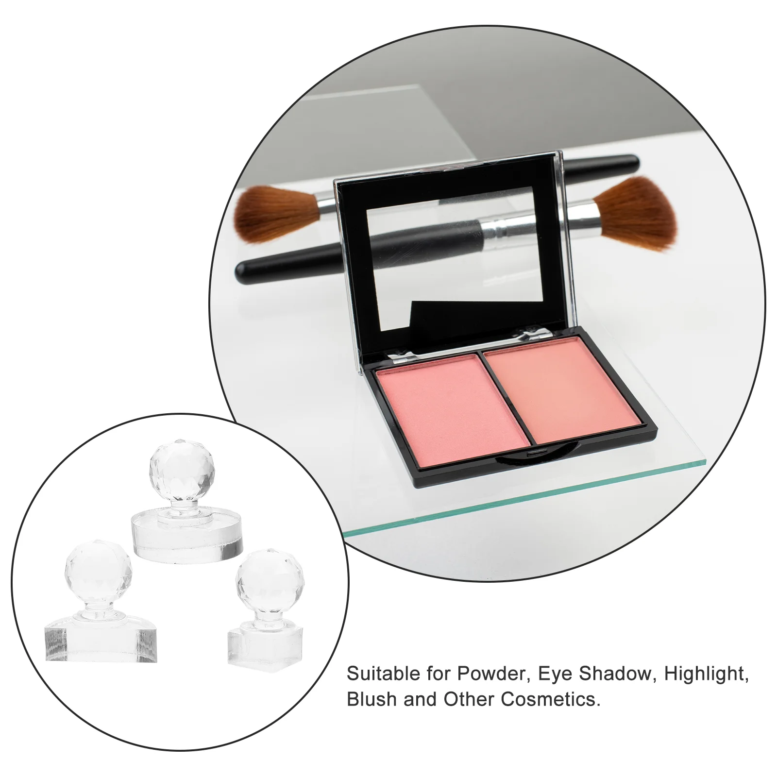 Herramienta de platina para colorete en crema, estampador delicado, aplicador de sombra de ojos en polvo, prensa, accesorio acrílico, maquillaje de presión, 3 uds.