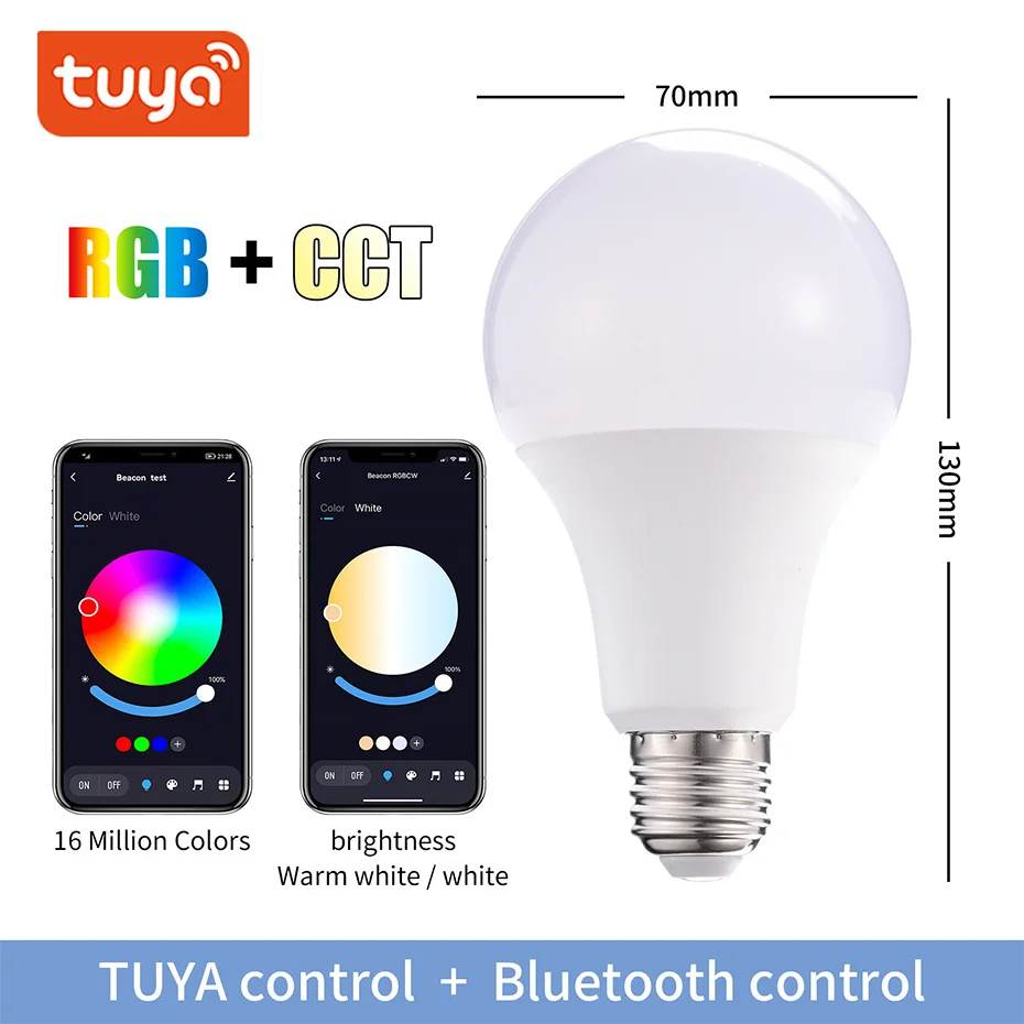 Tuya Smart Bluetooth LED Light Bulb E27 B22 20W RGB Dimmable Magic Lamp RGBW RGBWW 110V 220V APP Remote Control For Home Decor