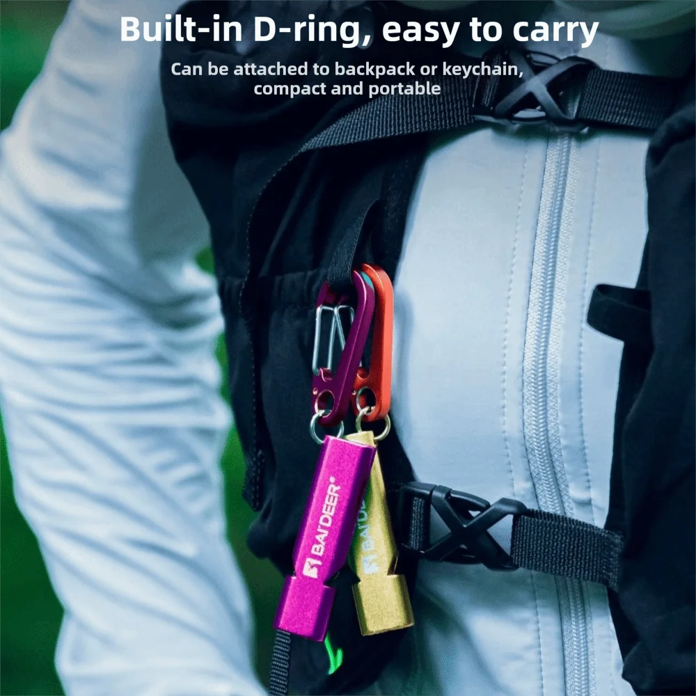 With Lanyard Aluminum Alloy Whistle Loud Portable Double-tube Whistle Metal Whistle High Decibel Whistle Survival Gear