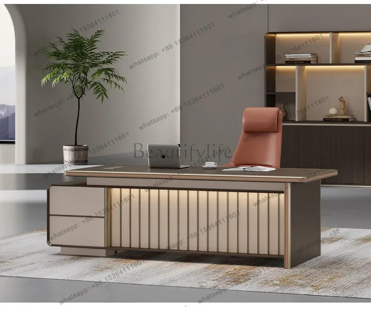 D14Desk light luxury high-end aluminum alloy bench simple modern high-end office furniture