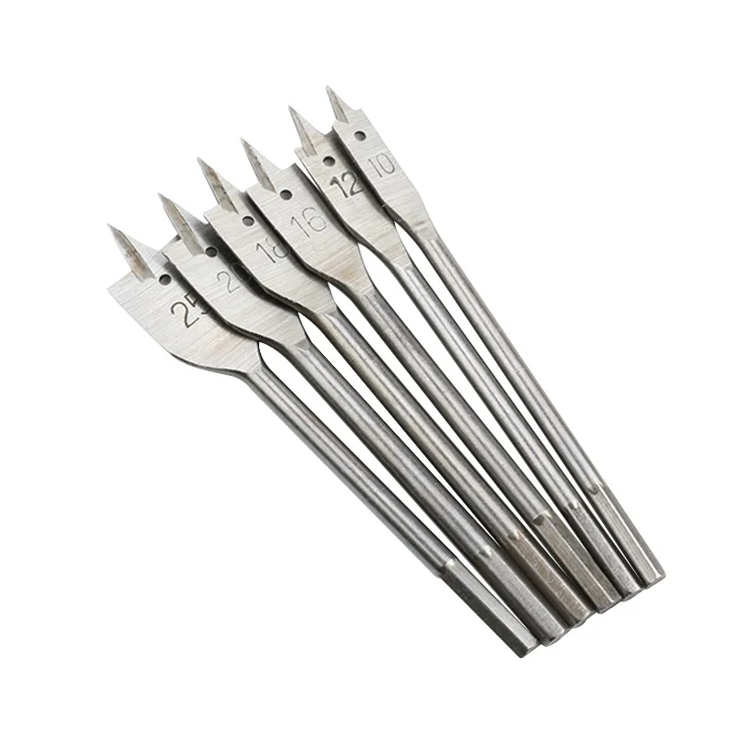 Three-pointed woodworking drill, key hole drill, hole opener, woodworking flat drill 6PC hexagonal handle, set 10-25MM
