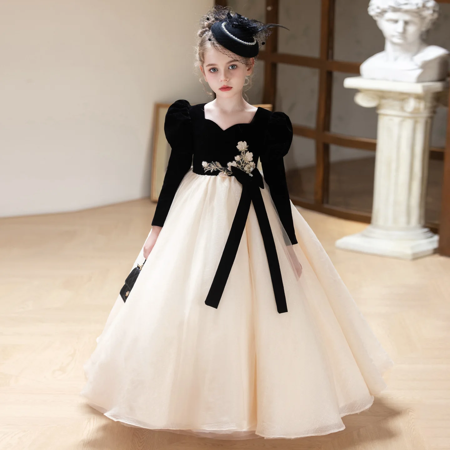 

Sweet Hebe Sle Children's Dr Faion ow Piano Performance Outfit Princ Birthday Skirt High Waist Ball Gown
