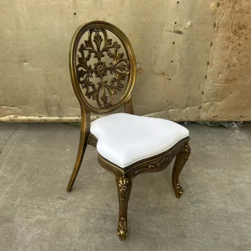 Retro carved chair gold frame plastic hotel club wedding home makeup chair