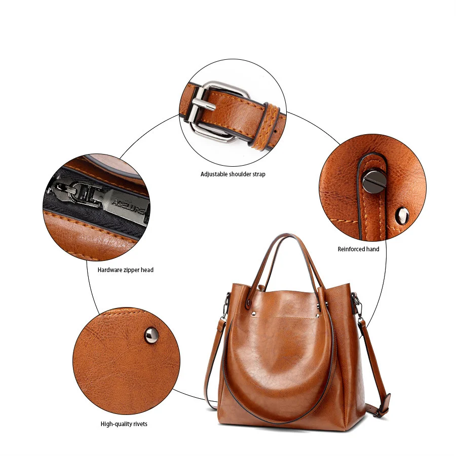 Women Leather Totes Fashion and Simple Style Shoulder Bucket Large Capacity Crossbody Bag All Match Crossbody Bags for Women