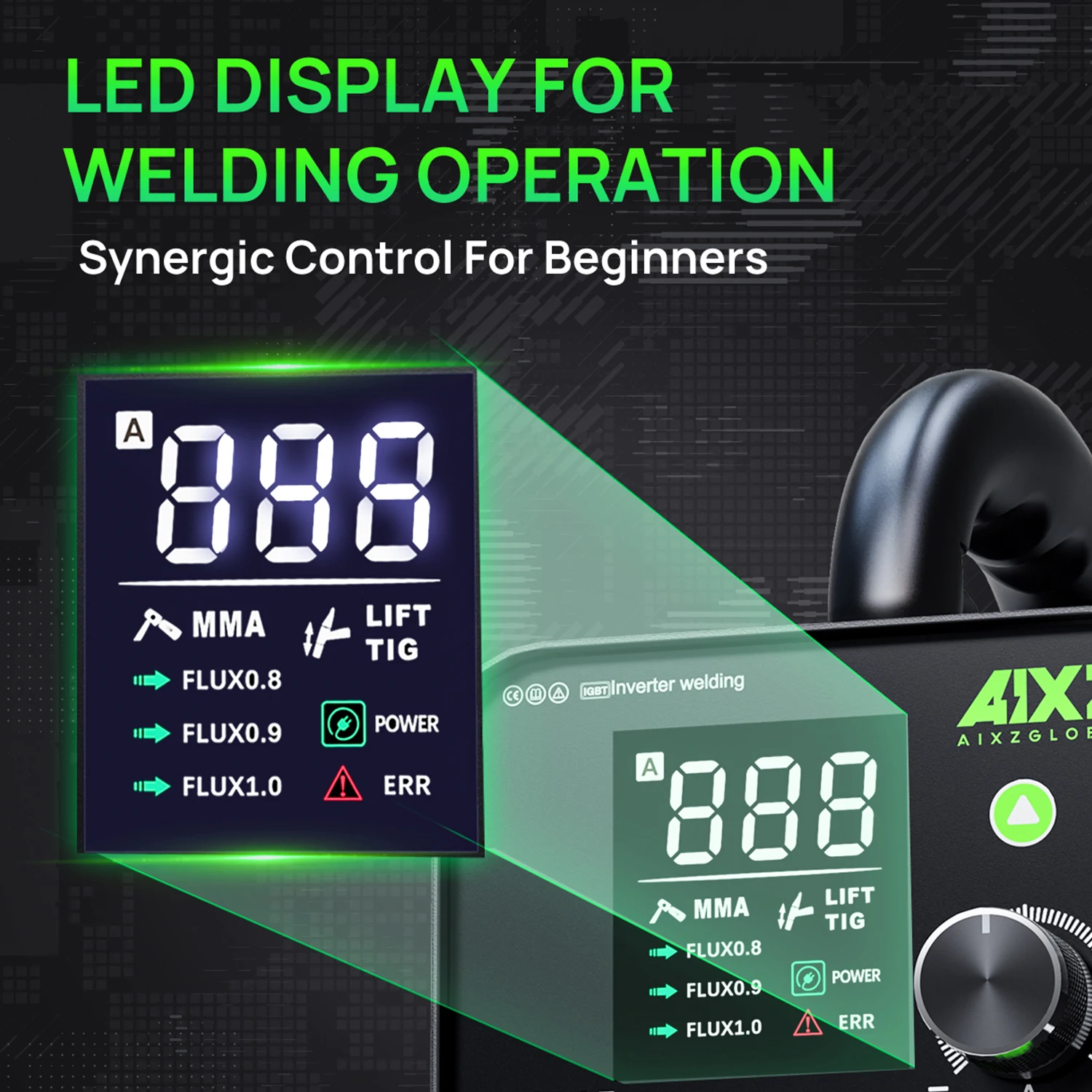 AIXZ AIM145  220V Welding Machine IGBT Overheating-protection 3in1 MMA/Spool Gun/Lift TIG Synergic Control Welder