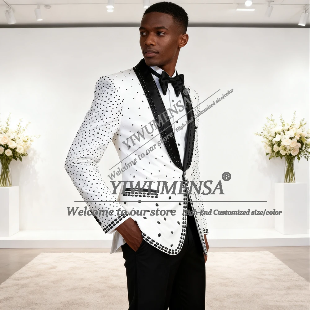 

Роскошный свадебный костюм с камнями из бисера для мужчин, комплект из 2 предметов, смокинги для жениха, деловые мужские пиджаки для выпускного вечера Terno Masculinos Completo