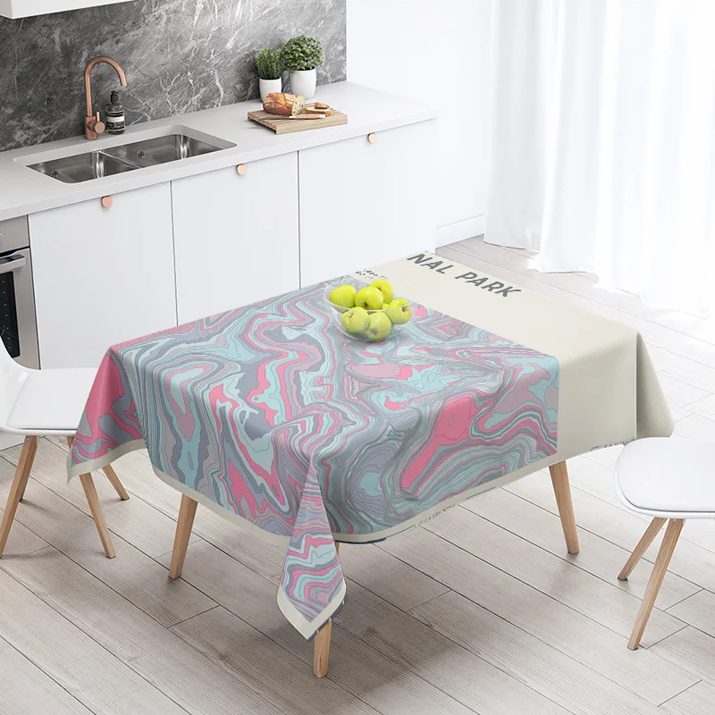 Morandi Ins Style Tablecloth Abstract Art Design 2025 New Geometric Pattern Decorative Tablecloth for Coffee Shop