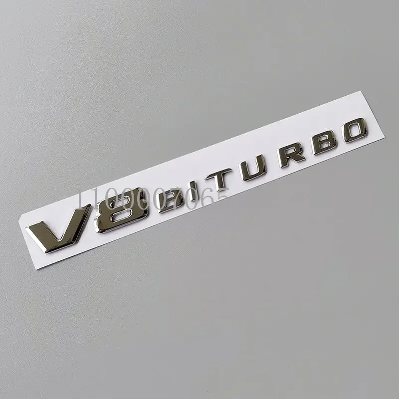 2017 Newest Chrome Flat Letters V8 Biturbo ABS Emblem for C63 G63 G65 GLS63 GT63 Car Fender Nameplate Logo Sticker