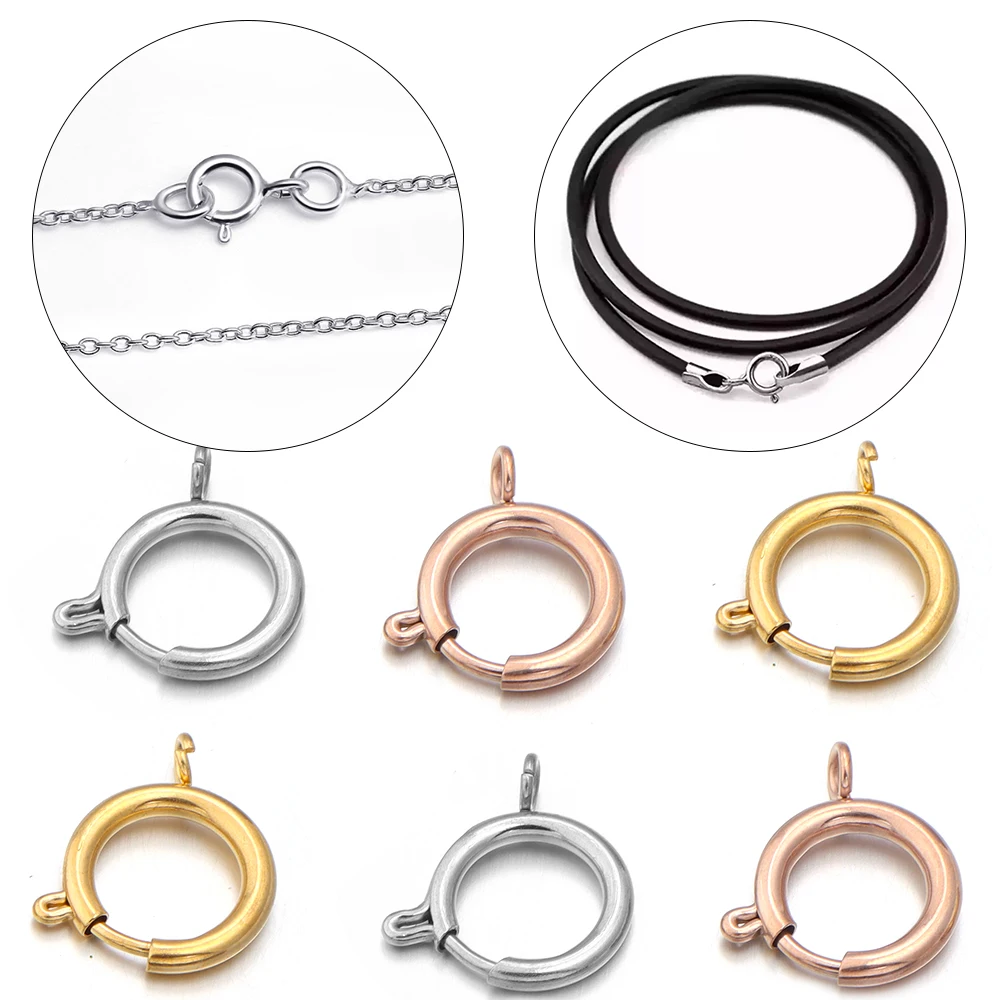 5pcs/lot Stainless Steel Spring Clasp Round Claw Spring Hooks Buckles Connector For DIY Jewelry Making Bracelet Necklace