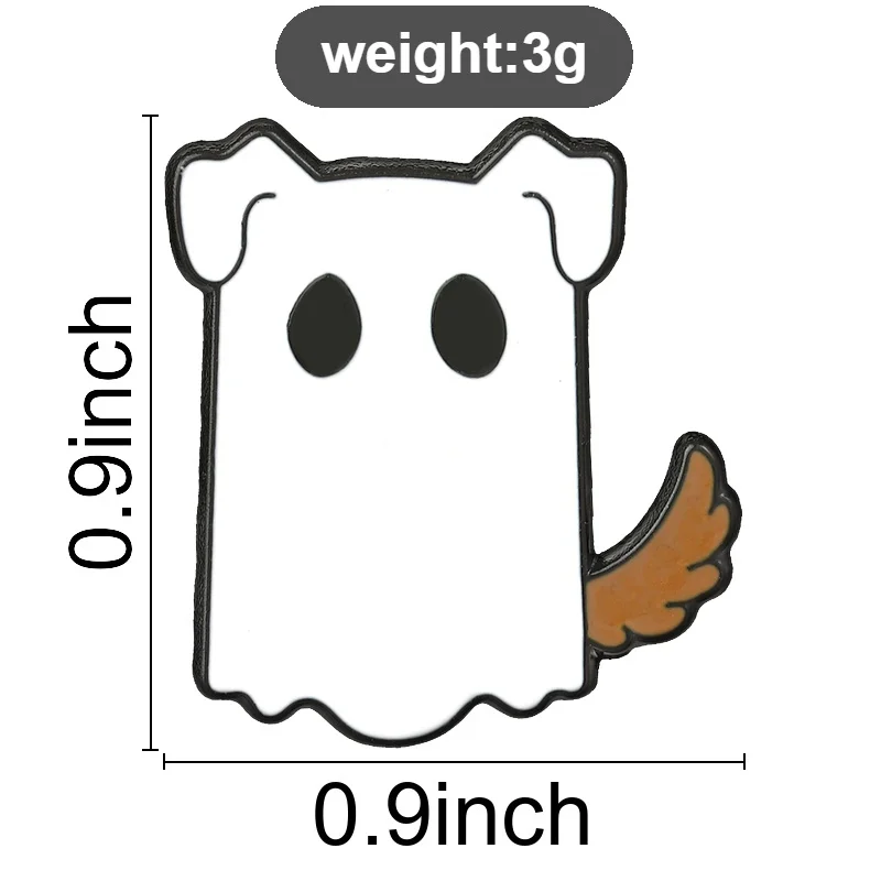 Niedliche Geisterkatze mit Daumen nach oben Emaille-Abzeichen Kawaii Geister-Pin Halloween Metallbrosche Revers-Accessoire Geschenk für Kleidungsaccessoires – Detail 1