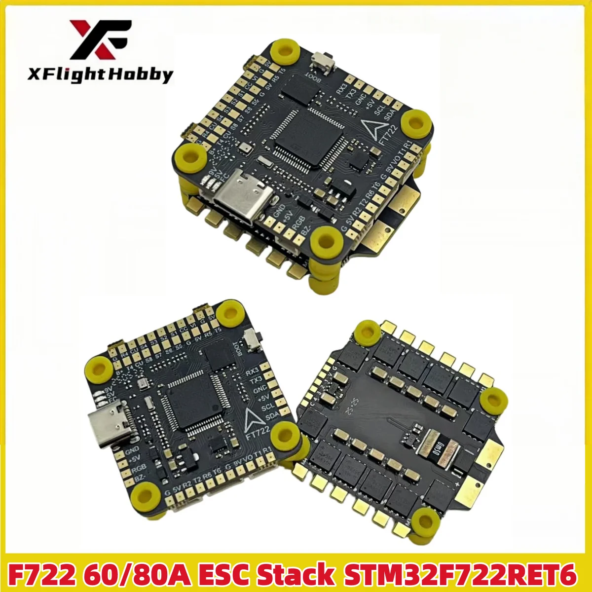 

F722 Stack F7 Flight Control 60A/80A ESC 3-8S Lipo Combo 30.5x30.5mm STM32F722RET6 for RC FPV Freestyle Racing Drone Accessories