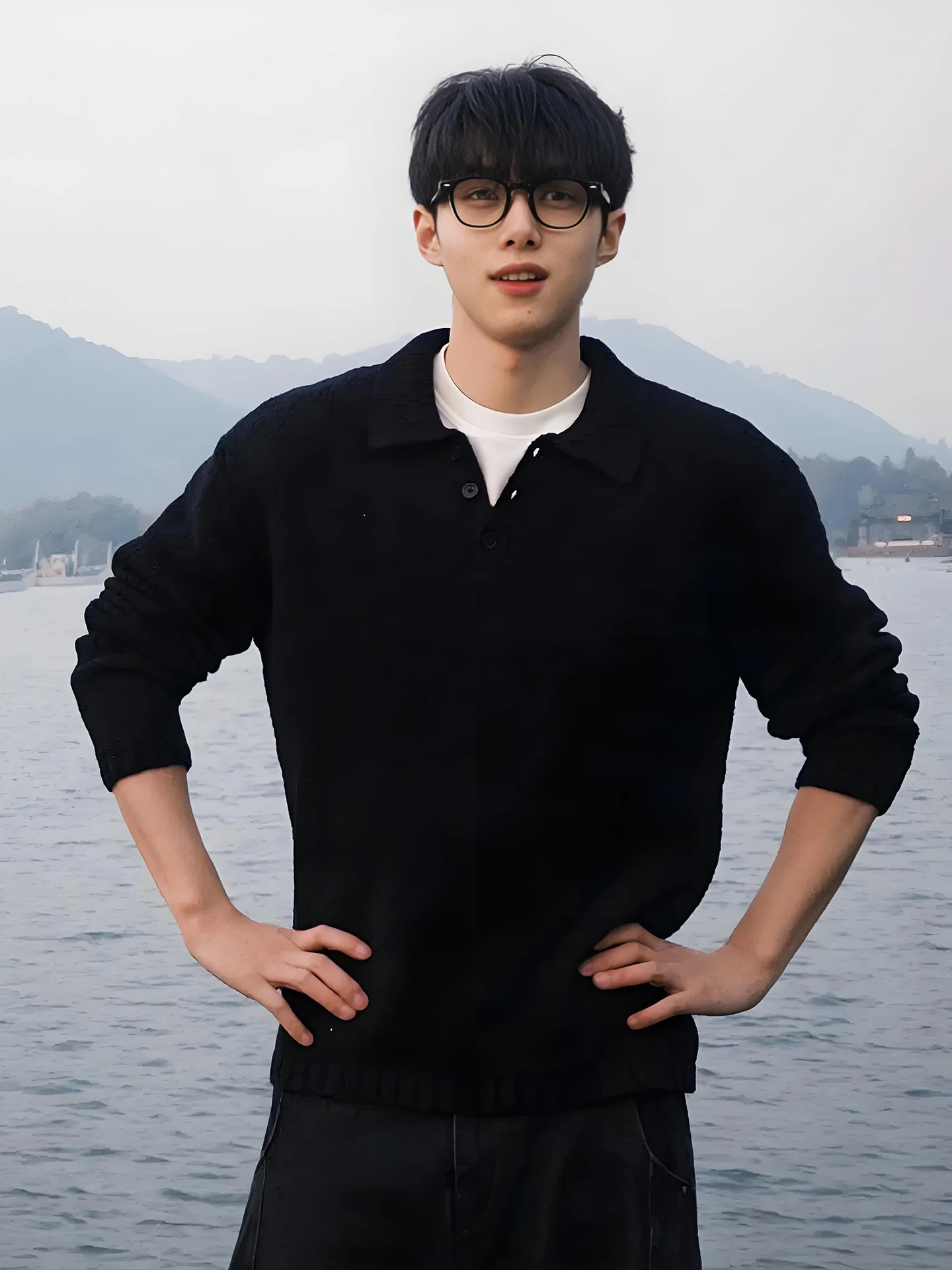 

Мужской свитер с утолщенным воротником, свободный крой, в стиле кэжуал, черный, износостойкий, повседневный, в американском стиле, весенний, с длинным рукавом