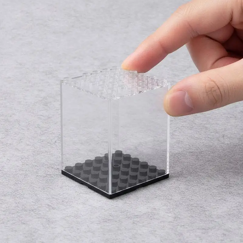 Stackable Transparent Building Block Display Case Shatterproof Compatible Minifigures Storage Box for Desk Organizer Display