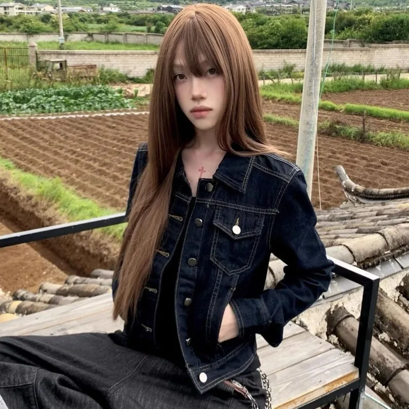 Autumn New American Retro Deconstruction Texture Denim Jacket Loose Silhouette Slim Fit Versatile and Thin Jacket Women's Top