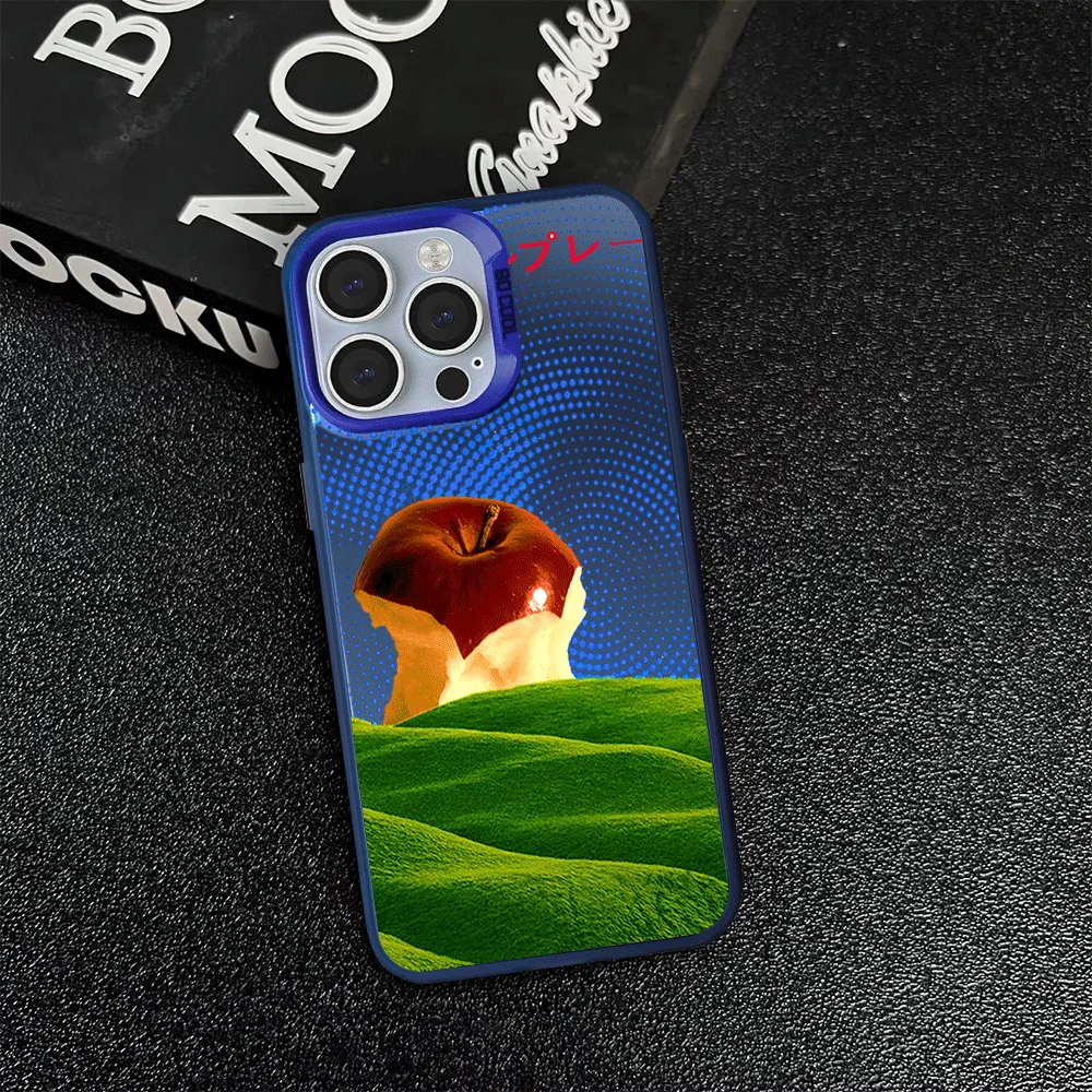 Artistic Polka Dot Apple Core Phone Case For iPhone 12 11 13 14 15 16 Max Pro Plus Laser Cover image 5