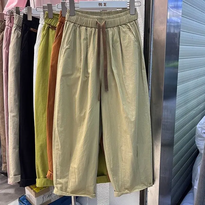 

Мужские свободные брюки-карго в корейском стиле, модные широкие брюки-картофель, осенние, большие размеры, повседневные брюки-харлан