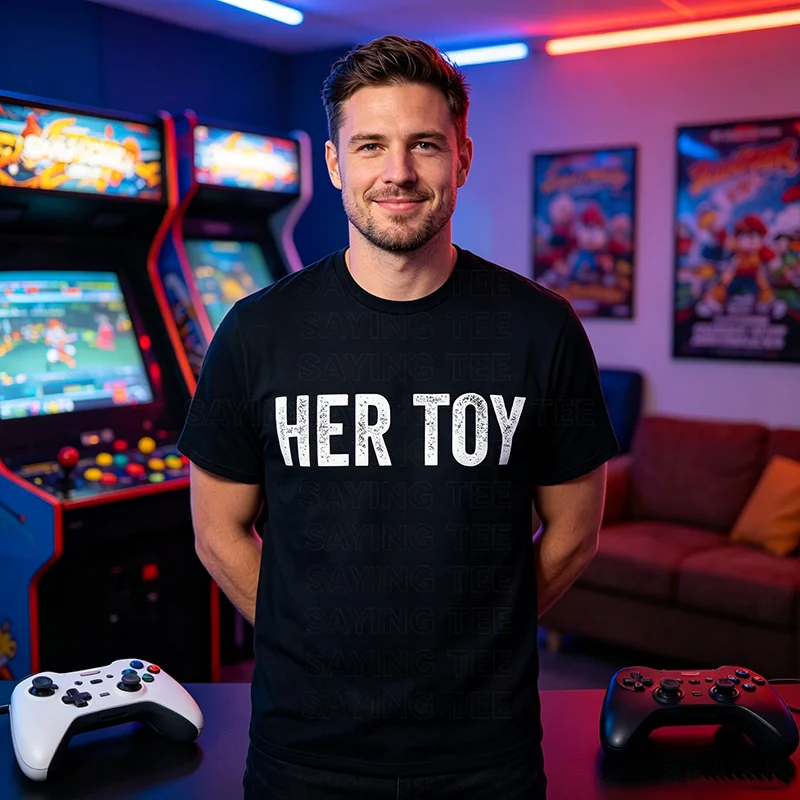 Her Toy Lustiges BDSM FemDom Munch T-Shirt, Submissive T-Shirt, Y2k Persönlichkeit, Munch- oder Kink-Party-Bekleidung, Witziges Sarkastisches Spruch-T-Shirt – Detail 4