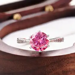 1/2/3 Carat Pink Moissanite Ring For Charm Lady pass diamond test Sterling 925 Silver Wedding Party Band for Women Gifts