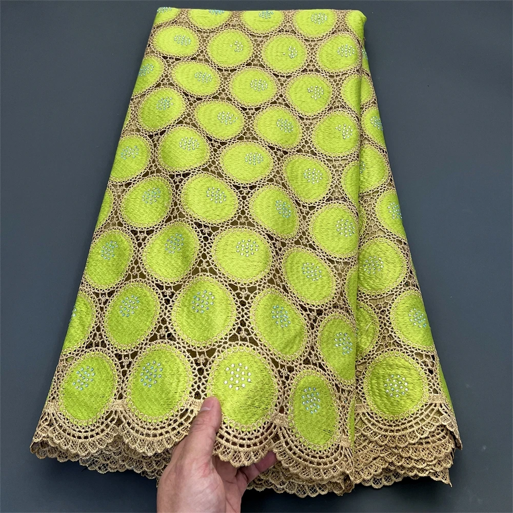 2023 High Quality African Nigerian Tulle Lace Fabric Cotton Wedding Party Dress Sequins For Sewing Water Soluble 5Yards YXZ079