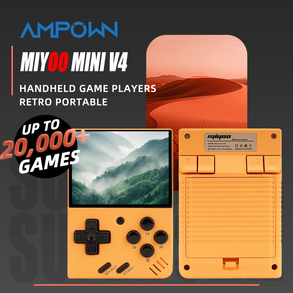 AMPOWN Miyoo Mini V4 Consoles Handheld Game Players 2.8'' IPS OCA Portable Video Game 2000mAh Linux System Retro Game Console