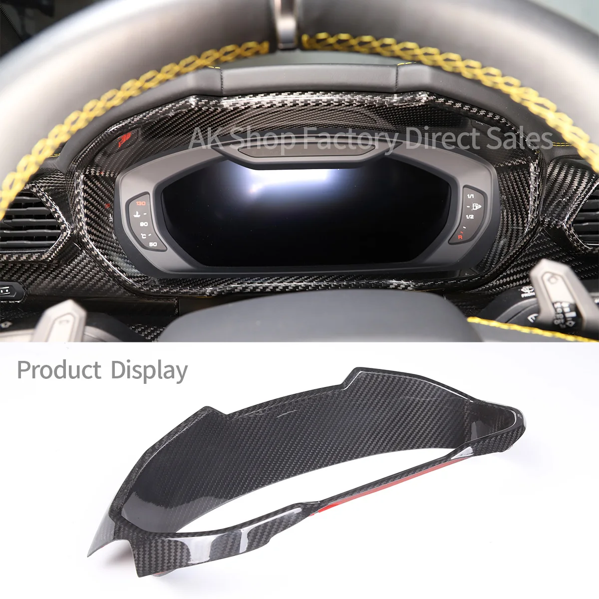 

For Lamborghini URUS 2018-2021 Real Carbon Fiber Car Dashboard Panel Frame Cover Decorative Sticker Interior Car Accessories