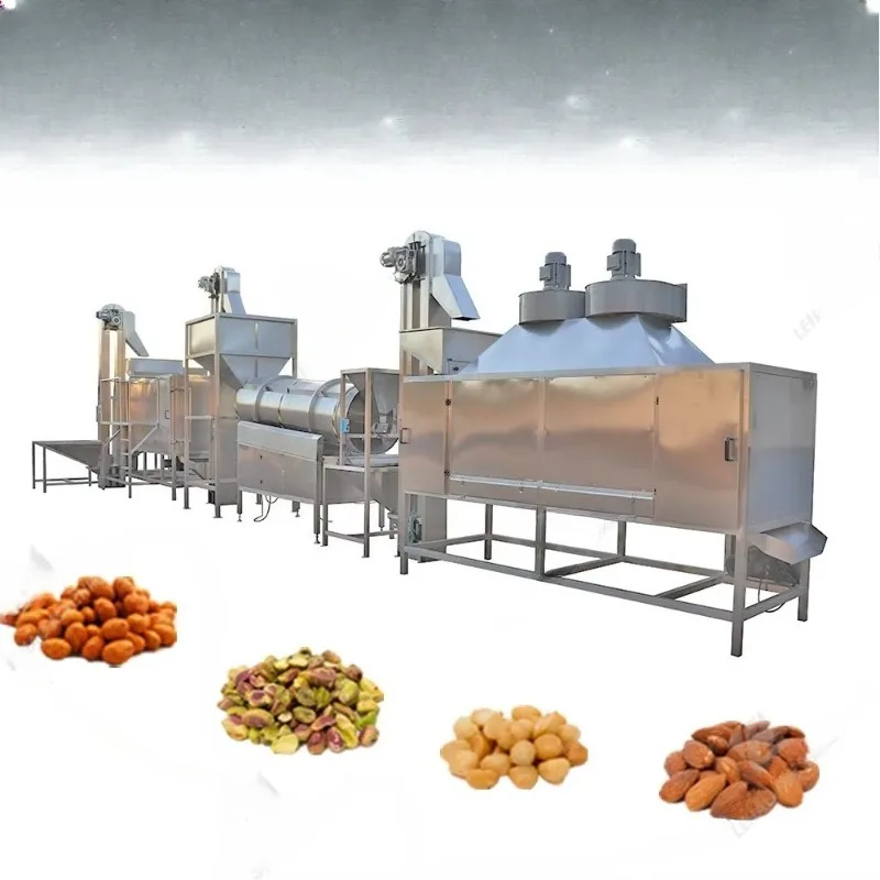 Commercial High Efficiency Automatic Nut Roasting Line Cashew Almond Peanut Salted Flavoring Equipment