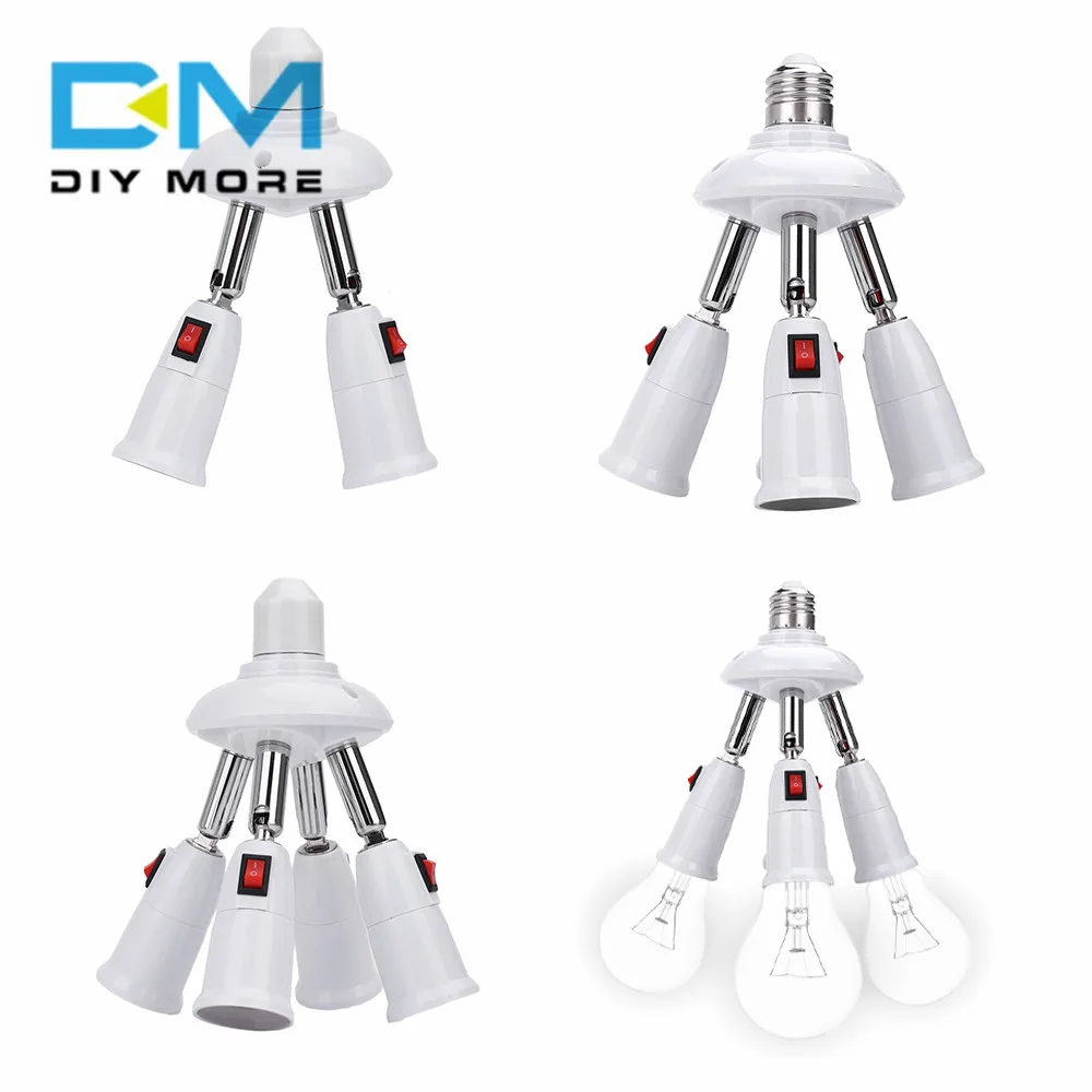 E27 4 3 in 1 LED Light Bulbs Converter Socket Adapter Standard Lamp Holder Base Converter for Home Lighting