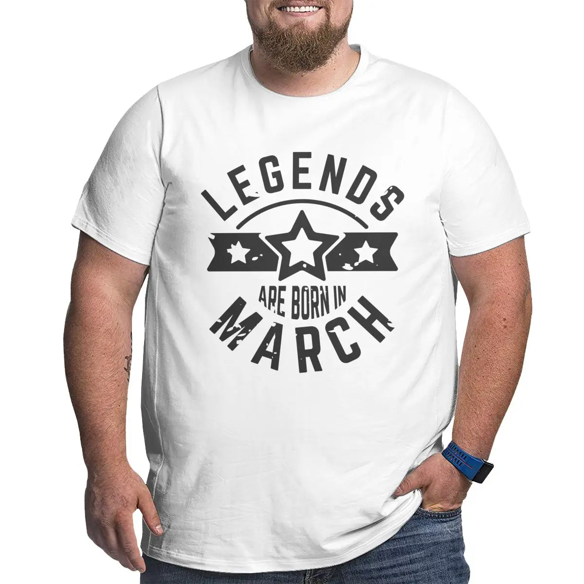 

Legends Are Born in March Мужские футболки больших размеров Хлопковая футболка с круглым вырезом большого размера Большие и высокие топы 6XL 5XL 4XL Футболки