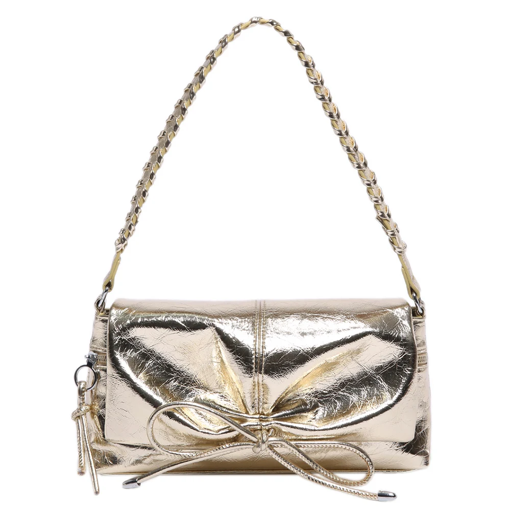 

Women Crossbody Bag Bowknot PU Leather Flap Handbag Zipper Underarm Purse Magnetic Closure for Vacation Travel Commuting