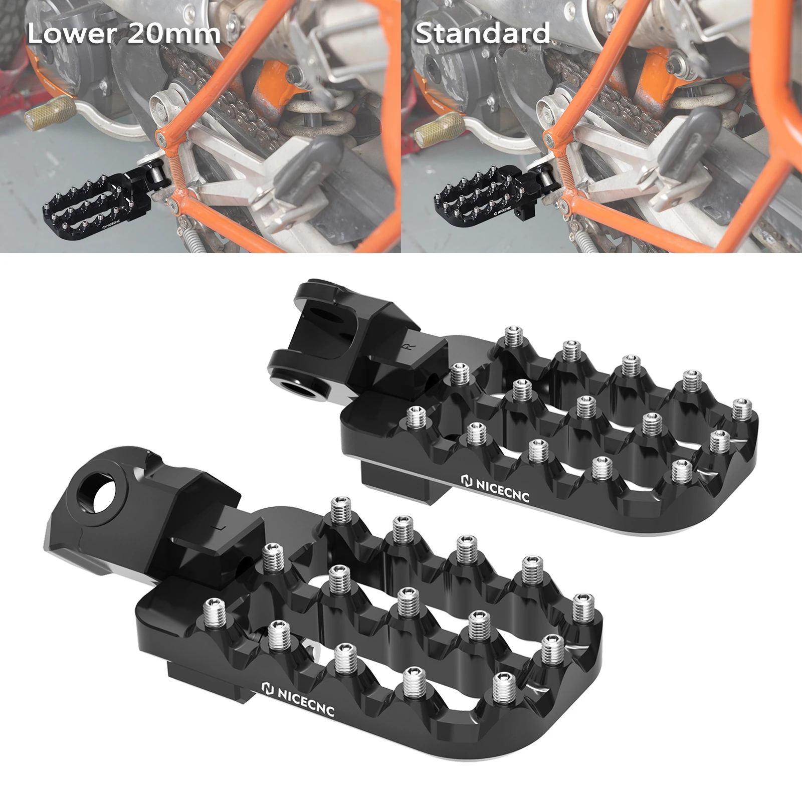 For 2008-2024 KTM 690 Enduro R 690 SMC R Footpegs Footpeg 20mm Lowering Footrests for Husqvarna 701 Enduro701 Supermoto 16-24